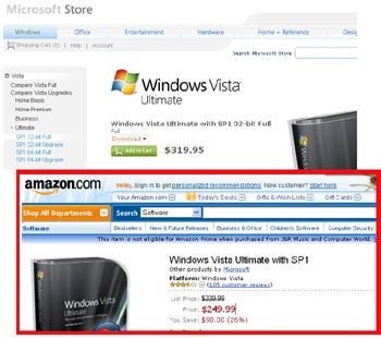 Amazon is the exact same Vista software for $70 less than the Microsoft Store.