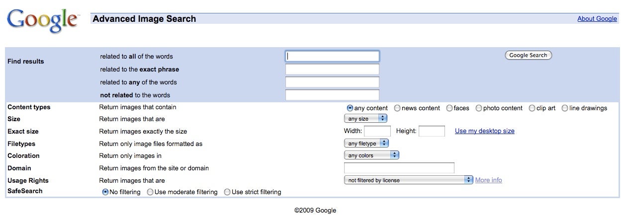 google advanced image search usage rights