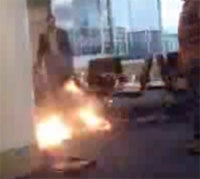 Laptop fire filmed at Los Angeles International Airport
