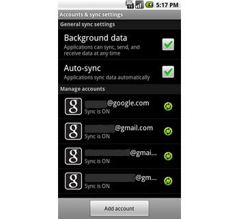 Android 2.0 Multiple Accounts