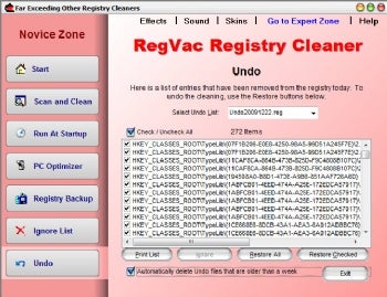 RegVac Registry Cleaner screenshot